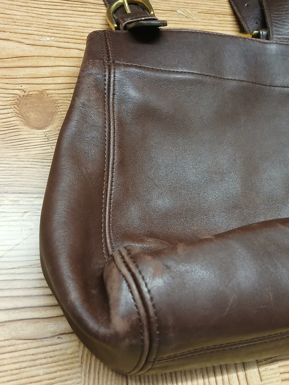 Coach Dark Brown Leather Messenger Tote with Adjustable Straps